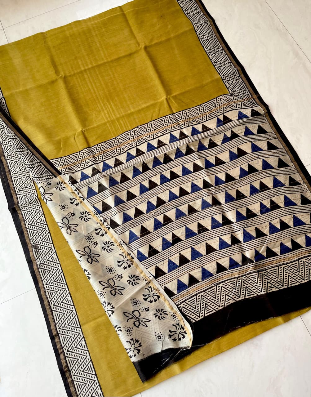 Hand Block Print Pure Chanderi Saree With Blouse