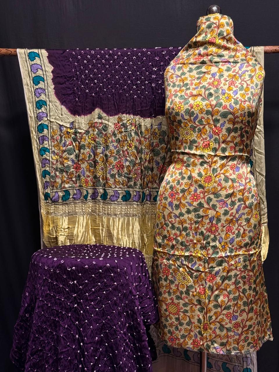 Premium 100% Pure Modal Silk Digital prints kalamkari 3-pc suits