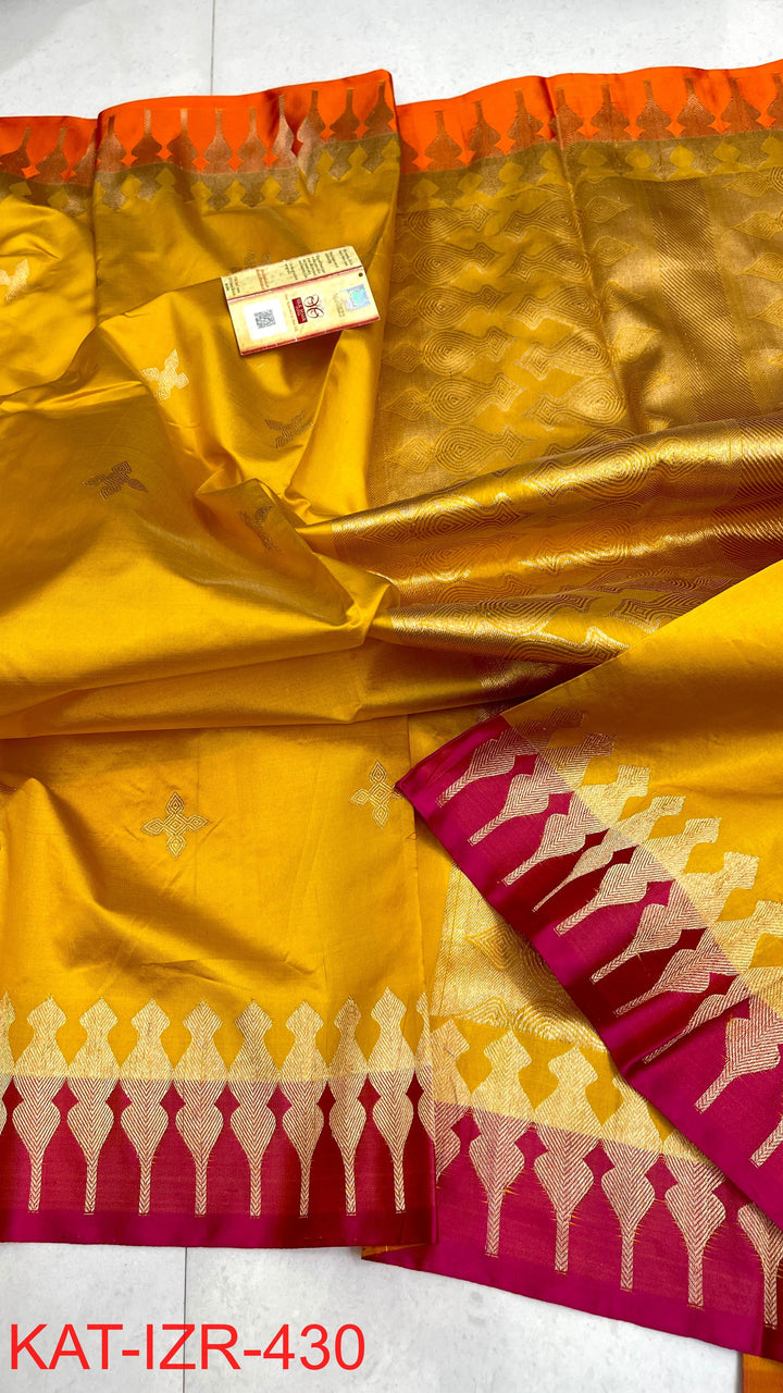 Pure Katan Silk Saree With Antique Zari Work Saree.