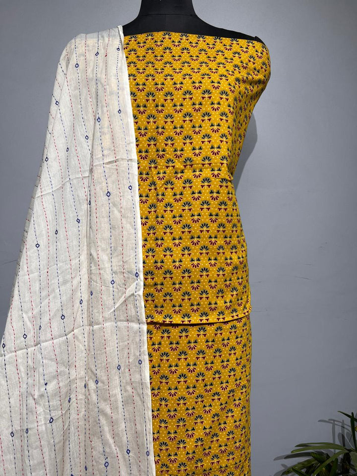 Pure Cotton Azrakh Print Unstitched suit With Dupatta