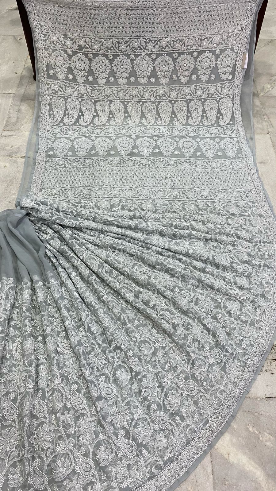 Muski Georgette Chikankari Saree