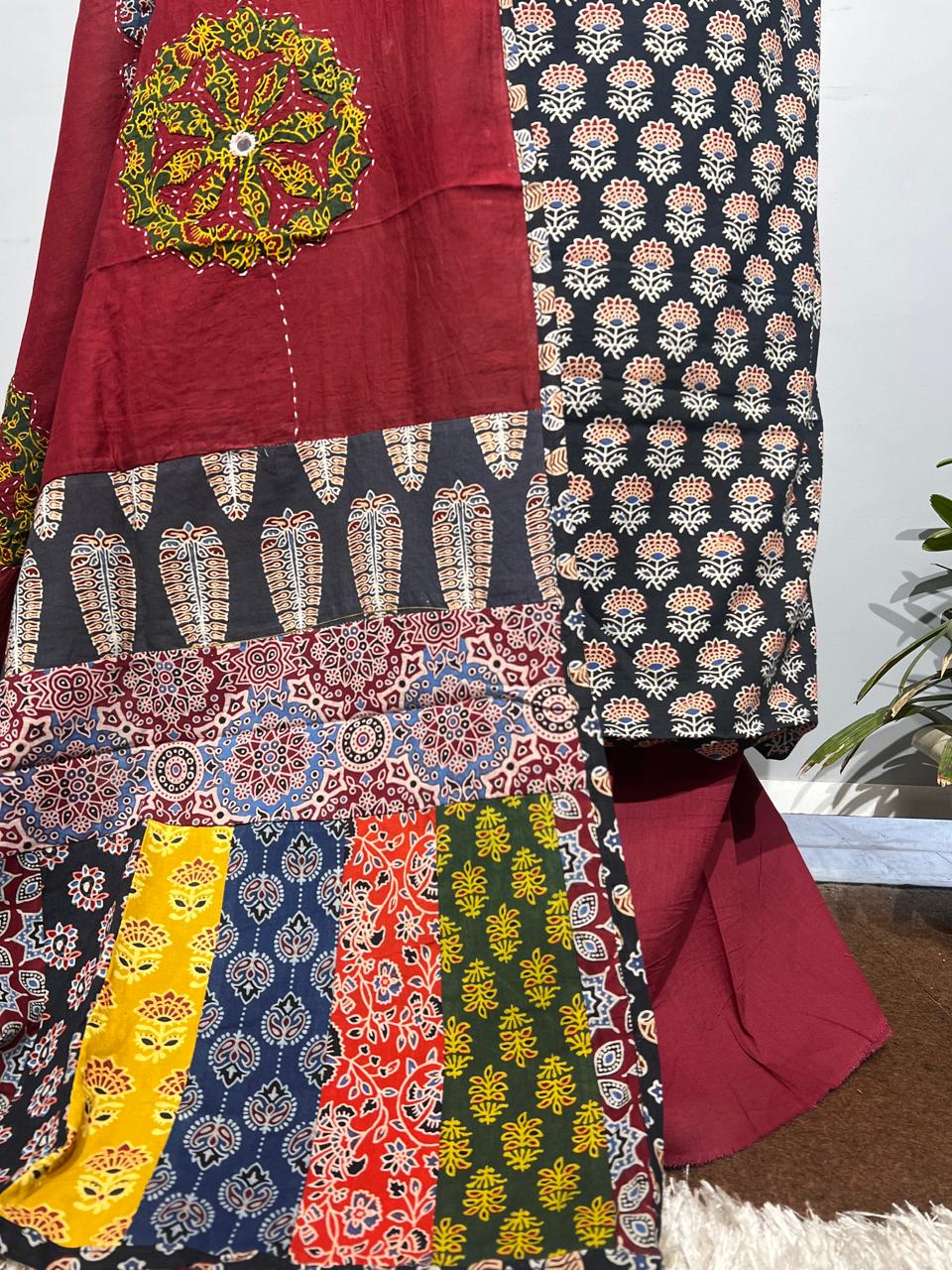 Pure Cotton Azrakh Print Unstitched suit With Dupatta.