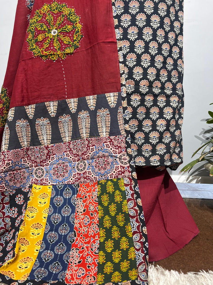 Pure Cotton Azrakh Print Unstitched suit With Dupatta.