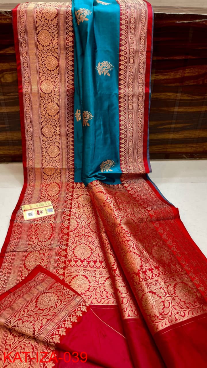 Pure Banarasi Katan Silk Saree With Antique Zari Work .