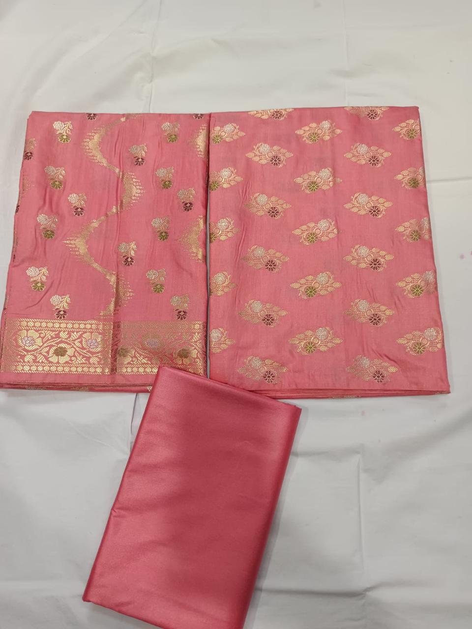 Banarasi  Resham Silk Cotton Zari  Work Unstitched Suit