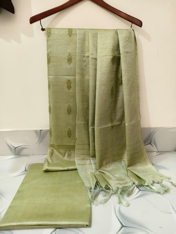 Bhagalpuri Khhadi Cotton Silk Weaving Unstitched Suit .