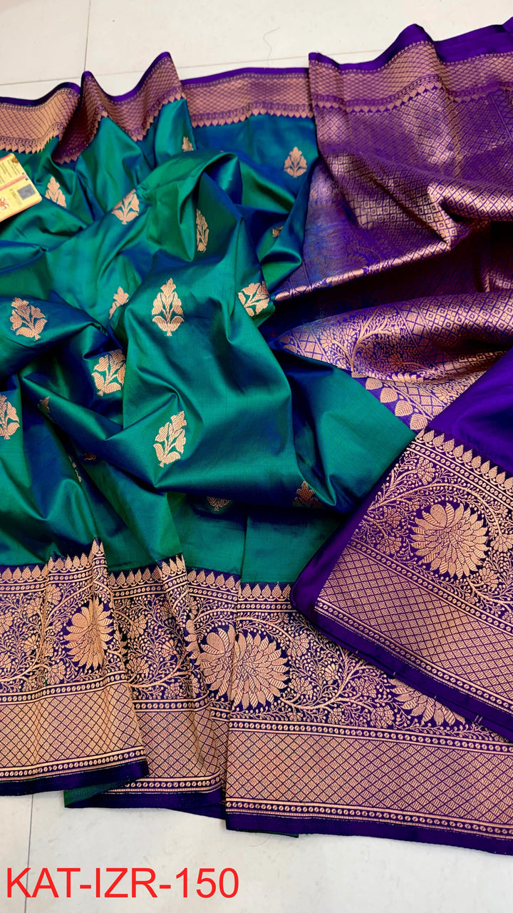Pure Katan silk Saree with Antique Zari Work Saree.
