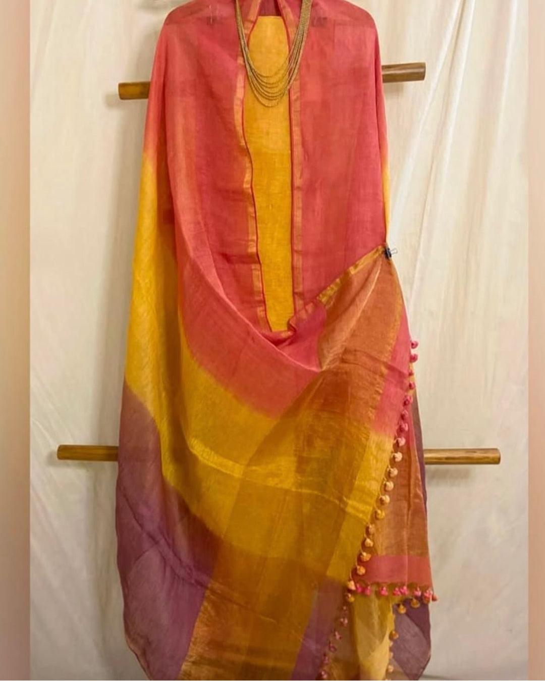 Pure Silk By Linen 2PC Jamdani Unstitched Suit with Tissue Zari Pallu
