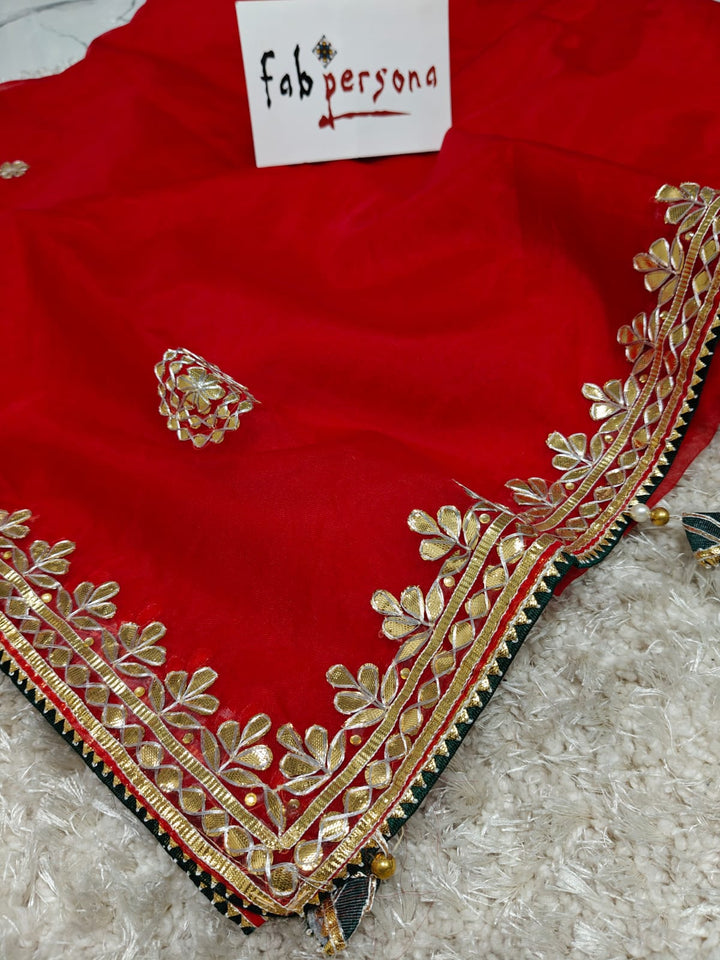 Pure Organza Gota pati work saree With Blouse.