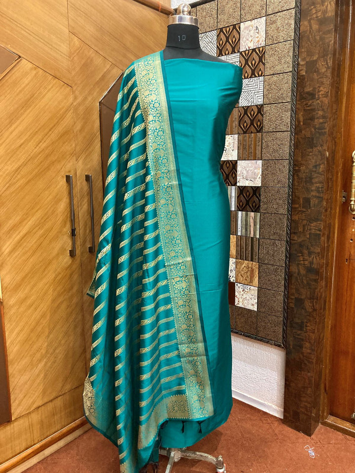 Exclusive Banarasi Soft Silk 3 pc Unstitched Suit .