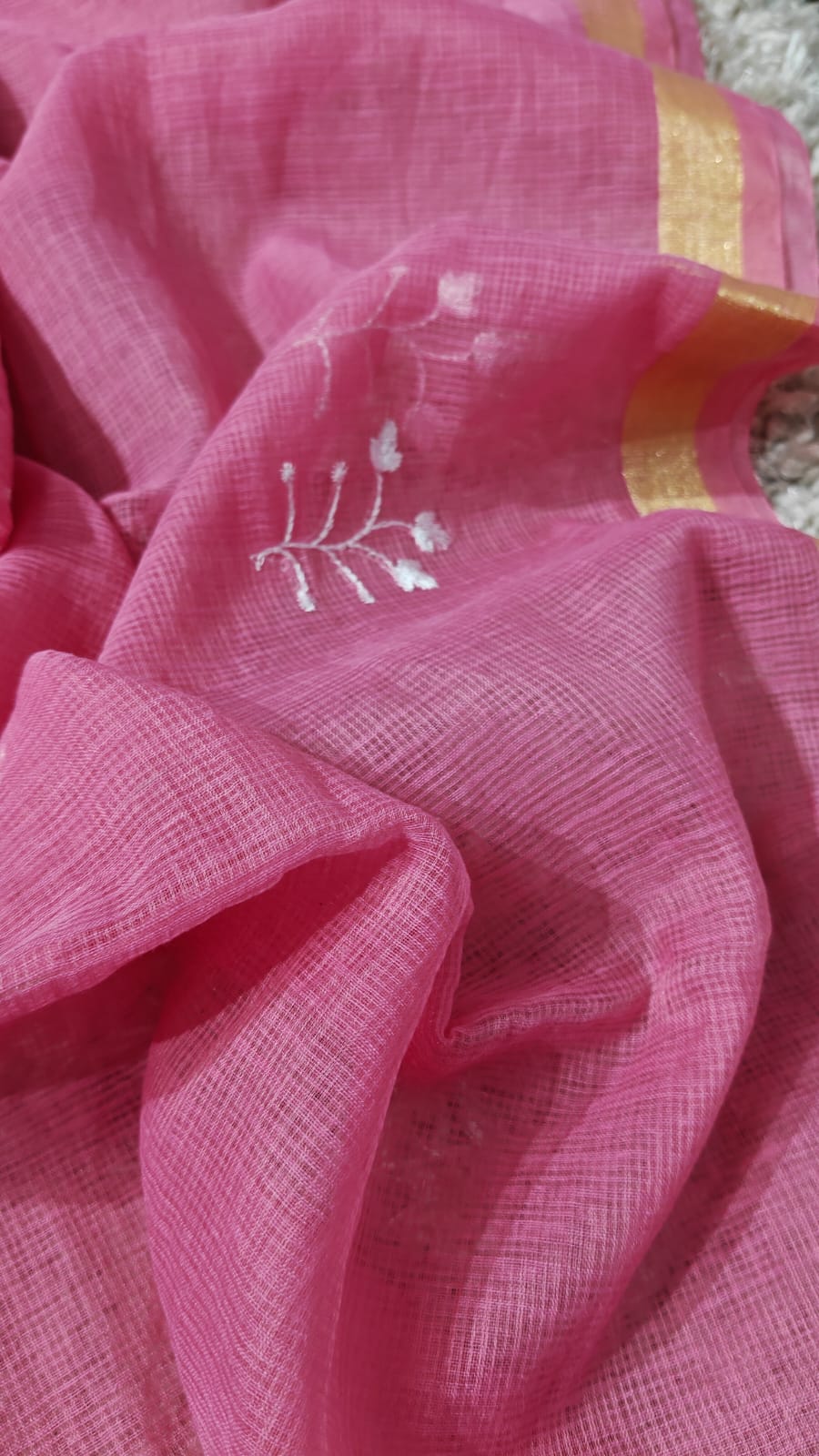 Pure Cotton Kota Doriya Embroidery Unstitched Suit With Dupatta