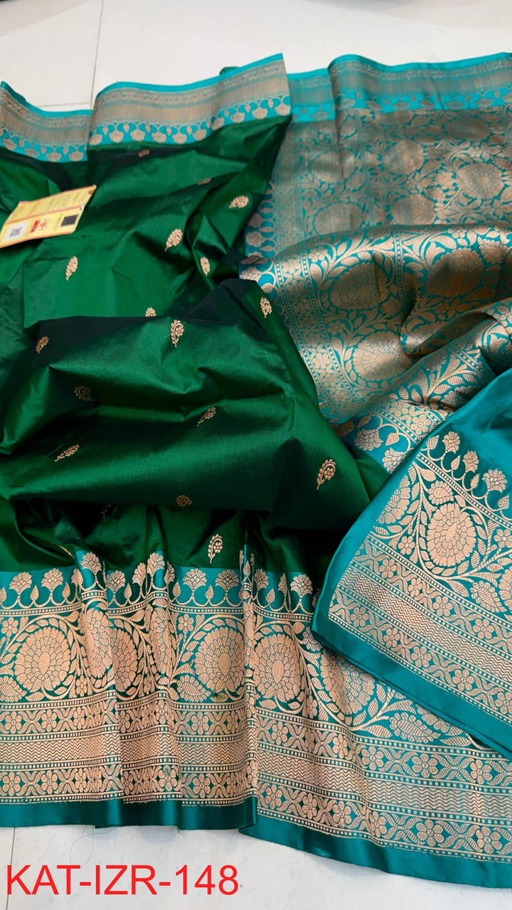 Pure Katan silk Saree with Antique Zari Work Saree.