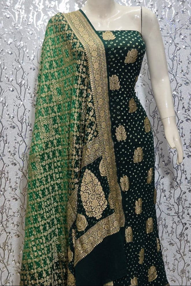Pure Khaddi Chiffon Neem Zari with Badhni Unstitched Suit With Zari Work.