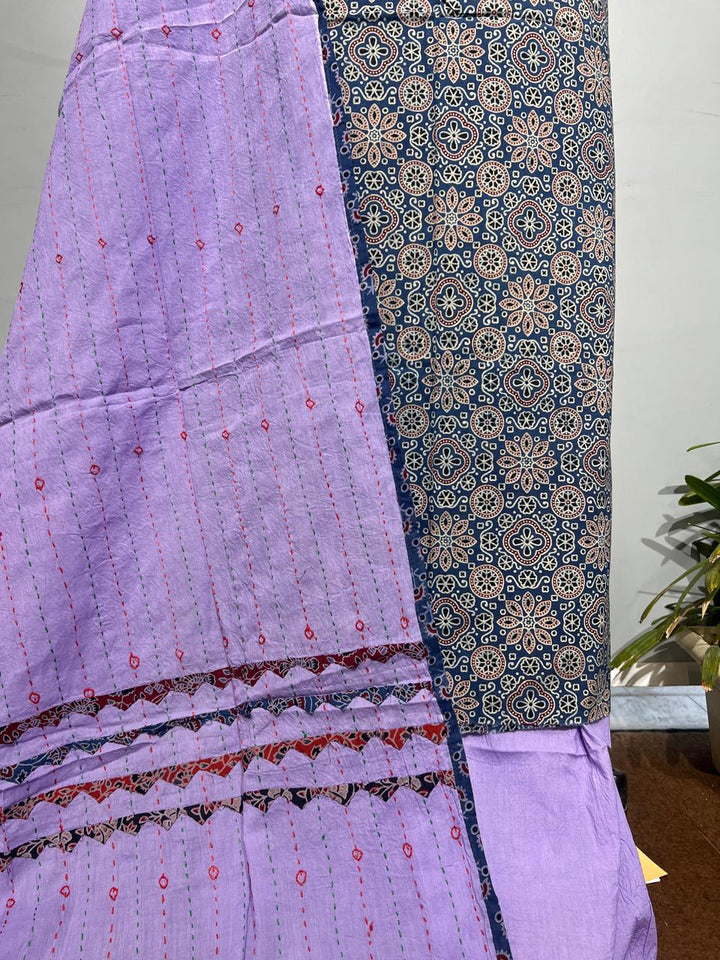 Pure Cotton Azrakh Print Unstitched suit With Dupatta.