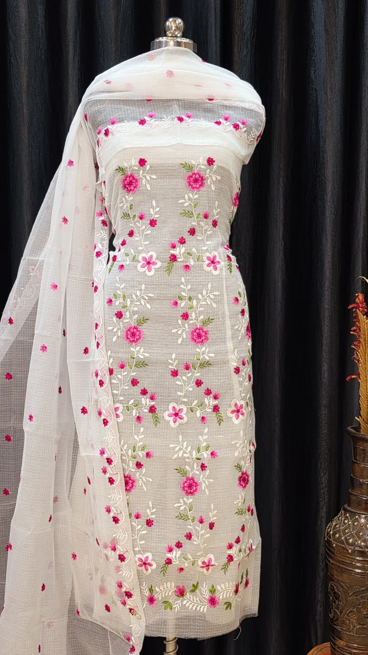 Kota Doriya Embroidery work 3-pc Unstitched Suit.