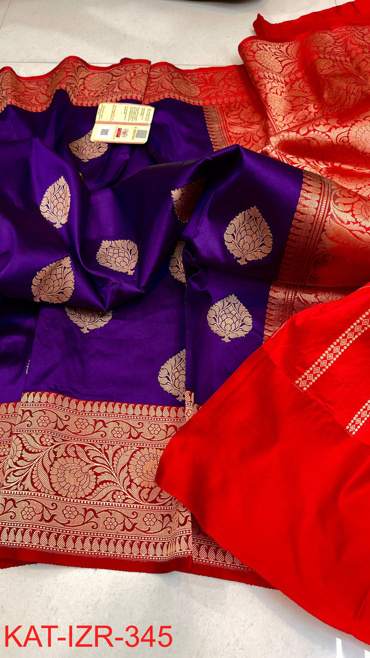 Pure Katan Silk Saree With Antique Zari Work Saree.
