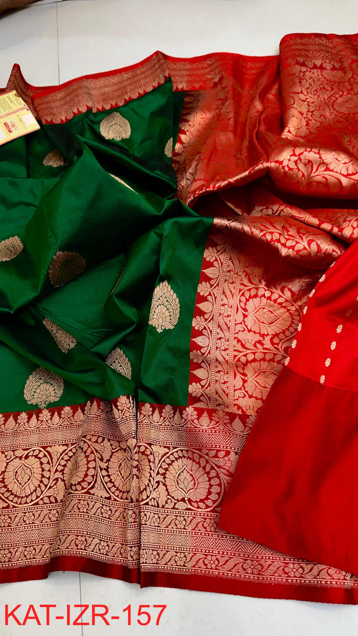 Pure Katan silk Saree with Antique Zari Work Saree.