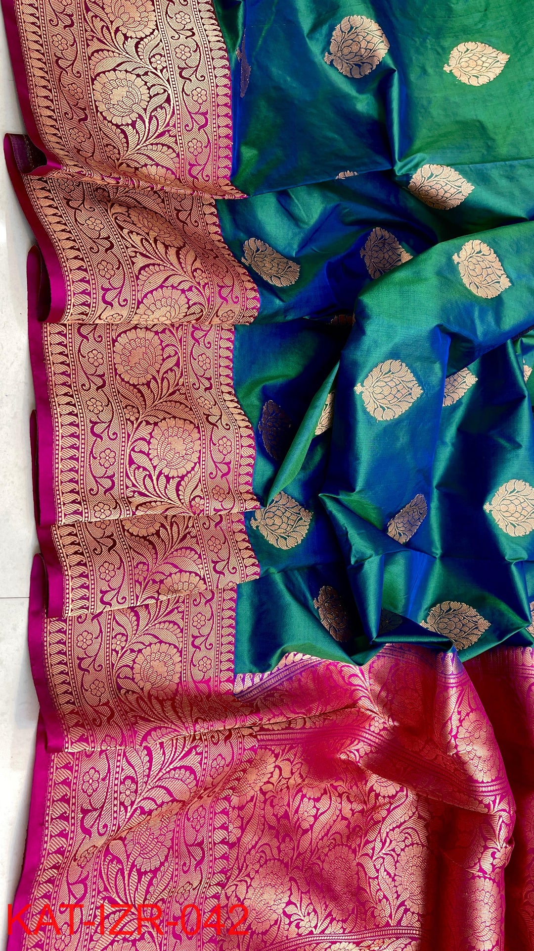 Pure Katan silk Saree with Antique Zari Work Saree.