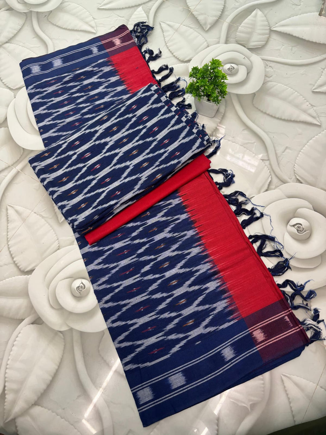 Pure Single Ikkat Cotton Unstitched Suit.