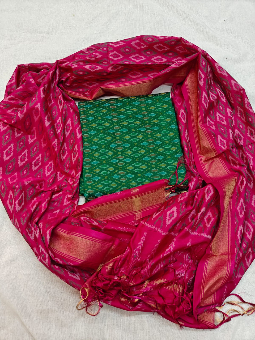 Pure Ikkat Sico Silk Unstitched Suit