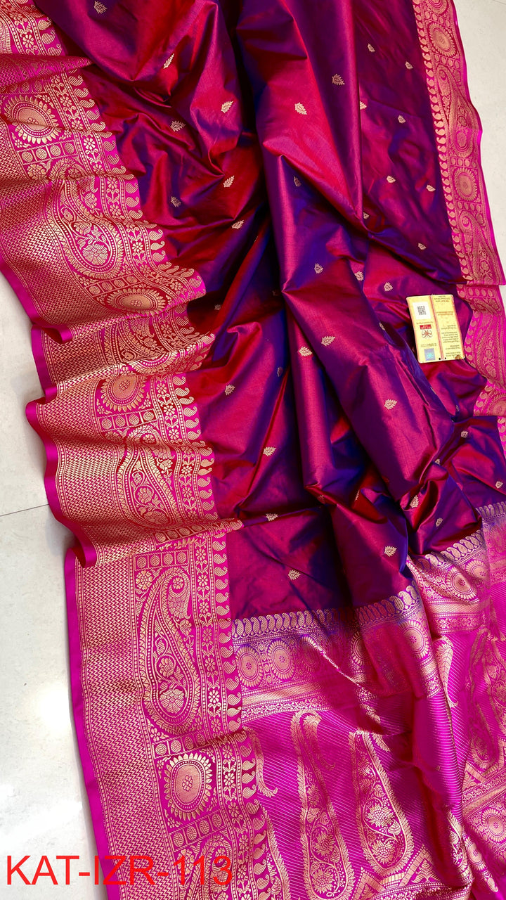 Pure Katan silk Saree with Antique Zari Work Saree.