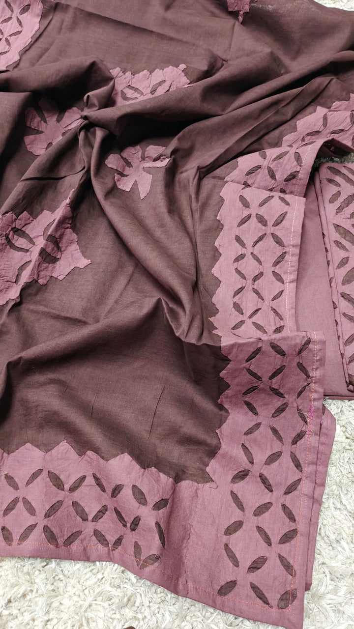 Pure Cotton Applique Work Unstitched Suit With Cotton Applique Work Dupatta