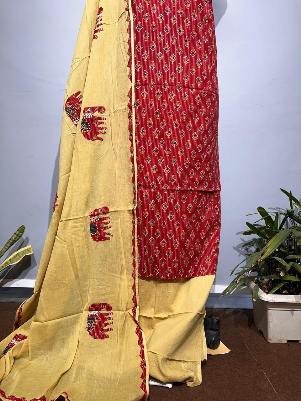 Pure Cotton Azrakh Print Unstitched suit With Dupatta.