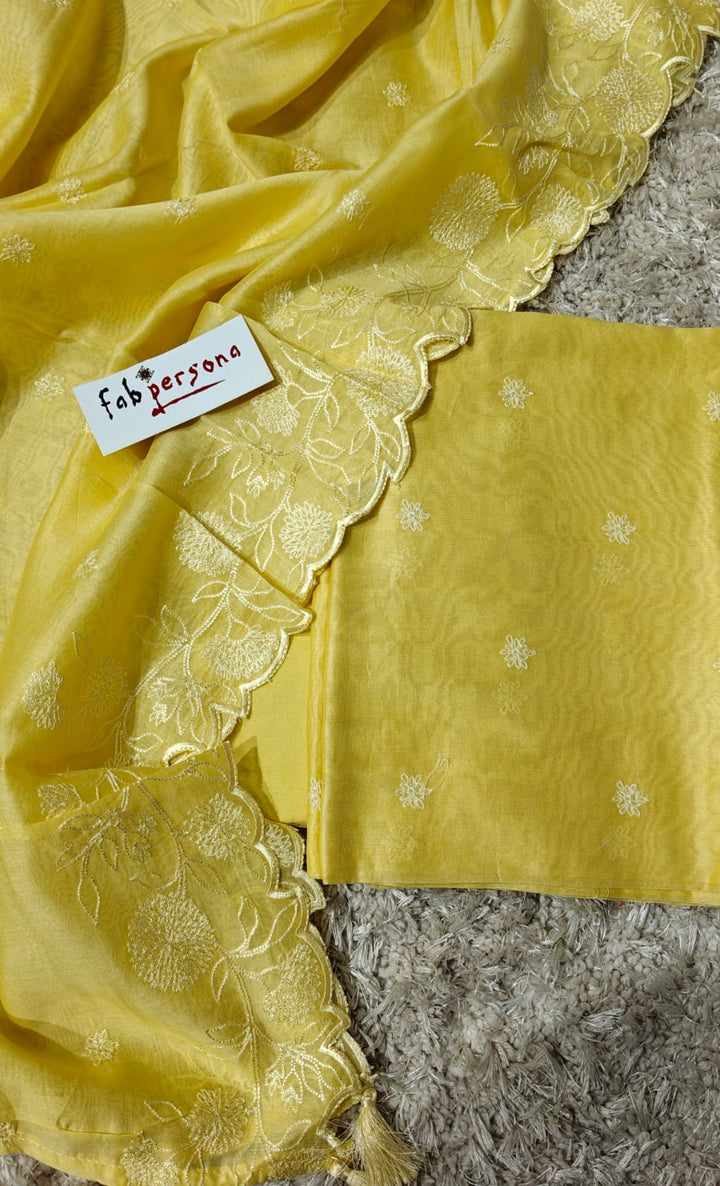 Banarasi Chanderi Silk Embroidery  Work Unstitched Suit .