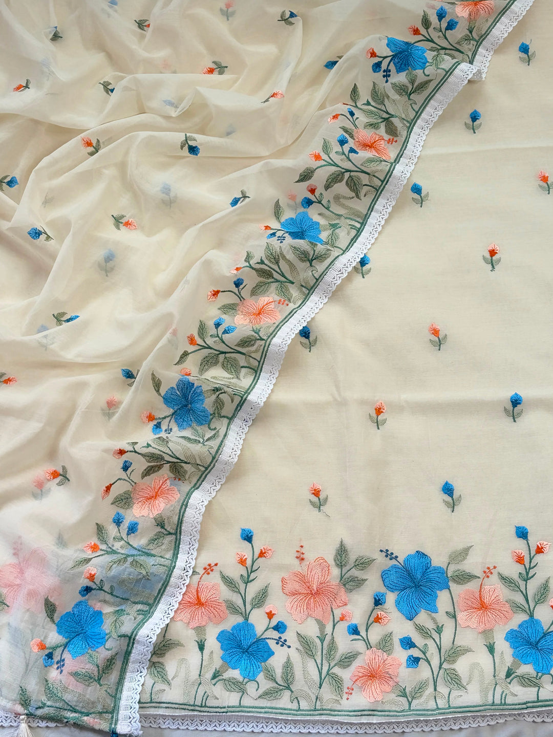 Pure Banarasi Chanderi Silk Embroidery Unstitched Suit With Chanderi Embroidery Dupatta.