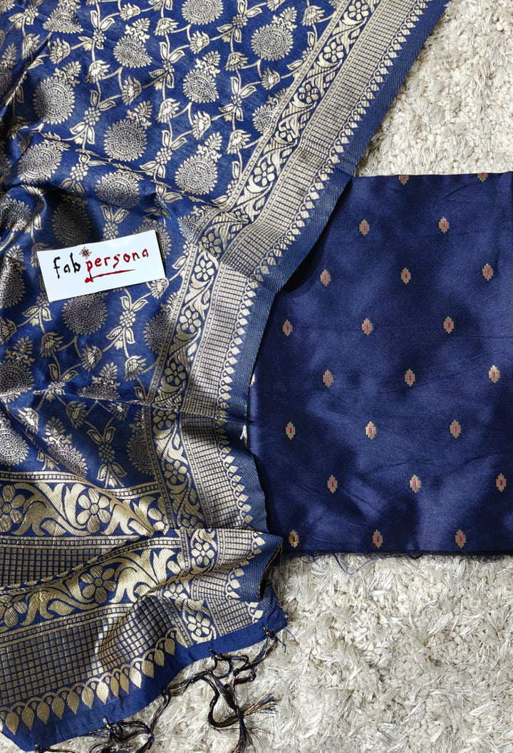 Banarasi Soft Silk Zari work Unstitched Suit.