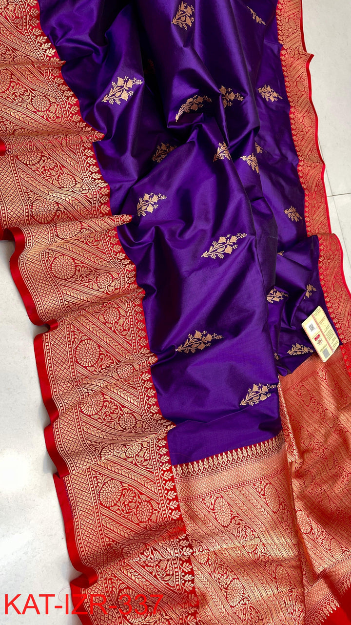 Pure Katan Silk Saree With Antique Zari Work Saree.