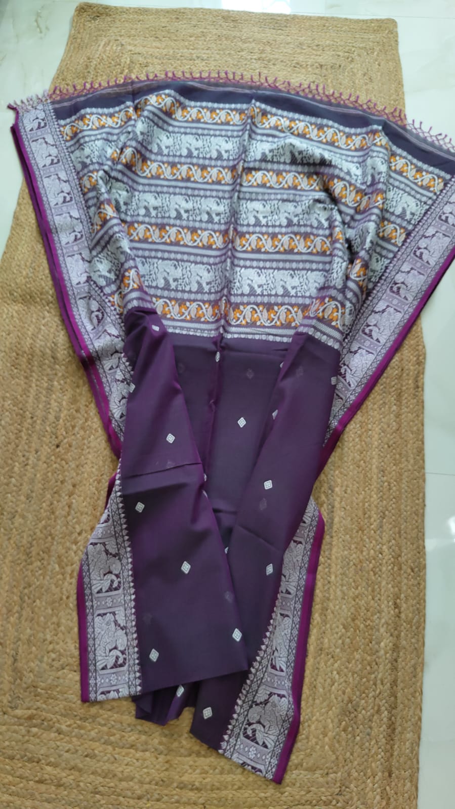 Pure Cotton Baluchuri Saree With Blouse (100count).