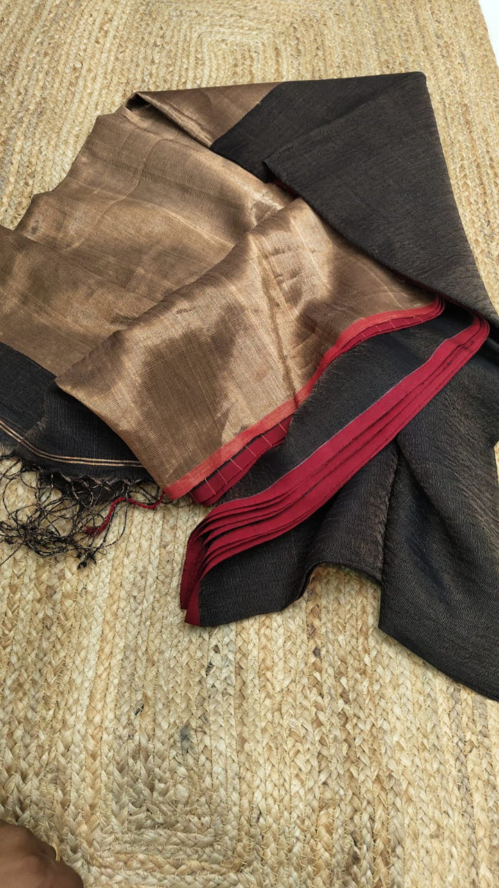 Pure Linen Tissue Jamdani  Saree With Blouse.