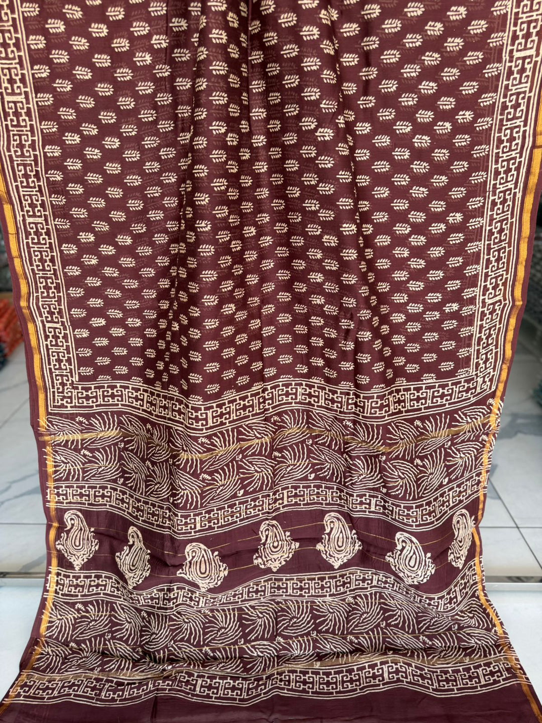Hand Block Print Pure Chanderi Saree With Blouse