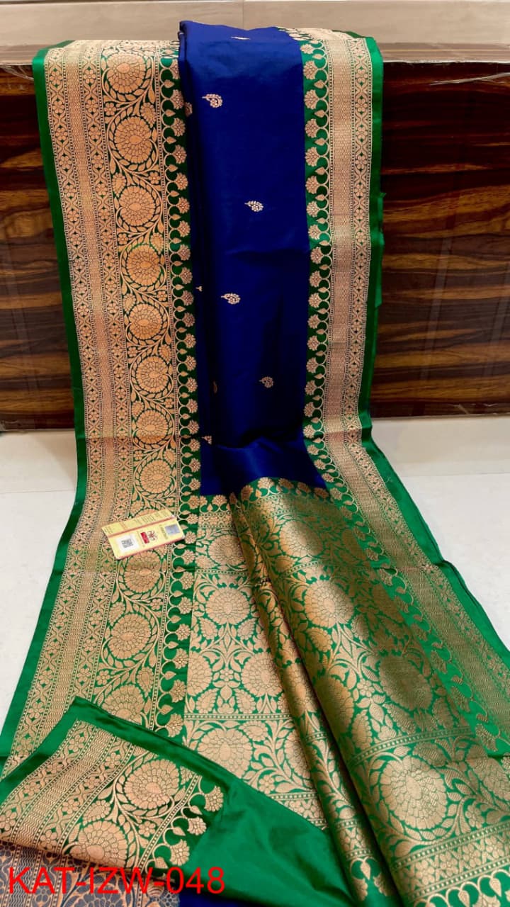 Pure Banarasi Katan Silk Saree With Antique Zari Work .