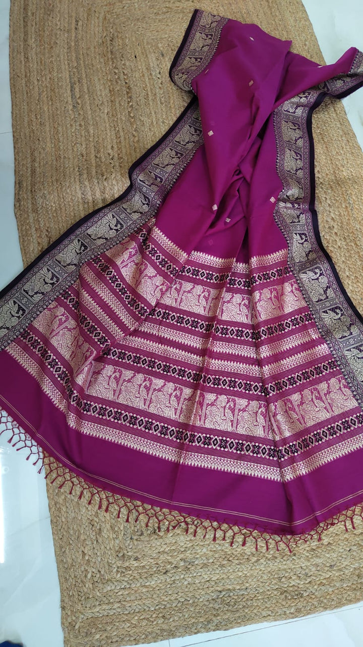 Pure Cotton Baluchuri Saree With Blouse (100count).