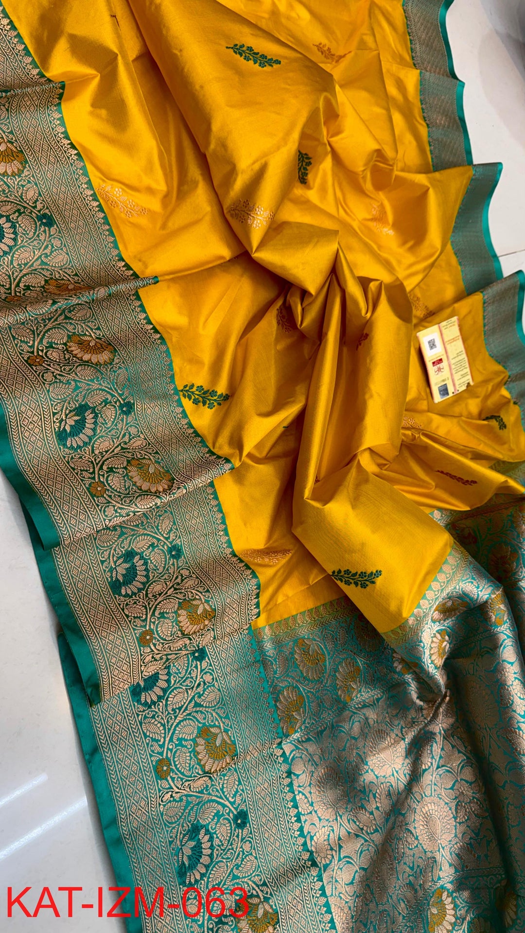 Pure Katan Silk Saree With Antique Zari Work Saree With Meena work.