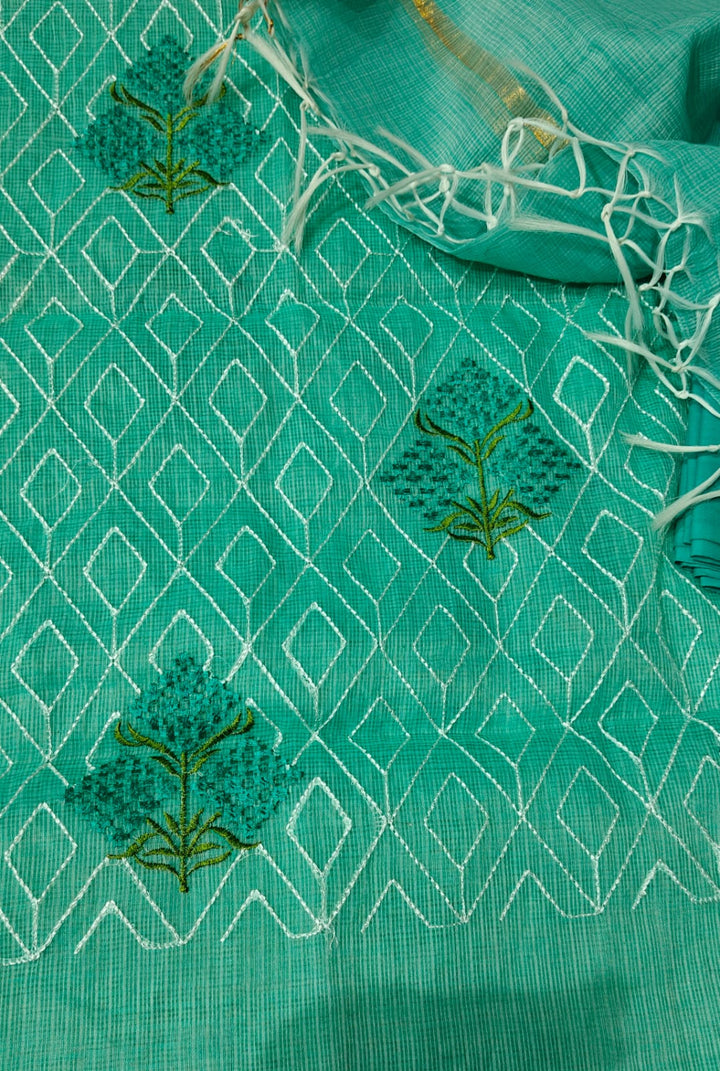 Pure Kota Doriya Embroidered Unstitched Suit With Dupatta