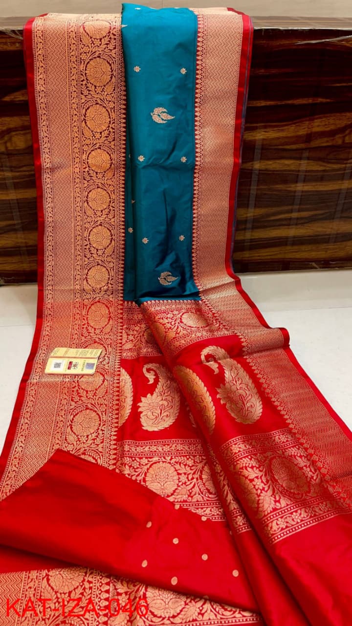 Pure Banarasi Katan Silk Saree With Antique Zari Work .