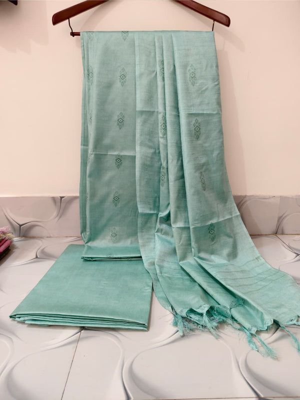 Bhagalpuri Khhadi Cotton Silk Weaving Unstitched Suit .