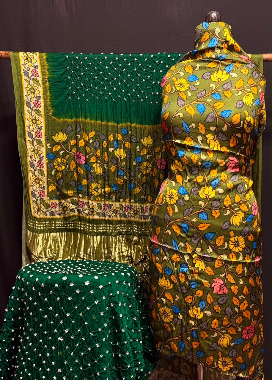 Premium 100% Pure Modal Silk Digital prints kalamkari 3-pc suits