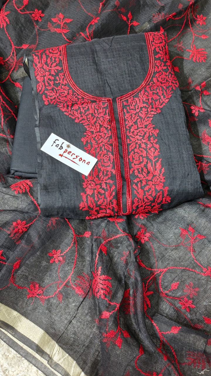 Pure Cotton Kota Doriya Salwar Suit with Embroidery Work