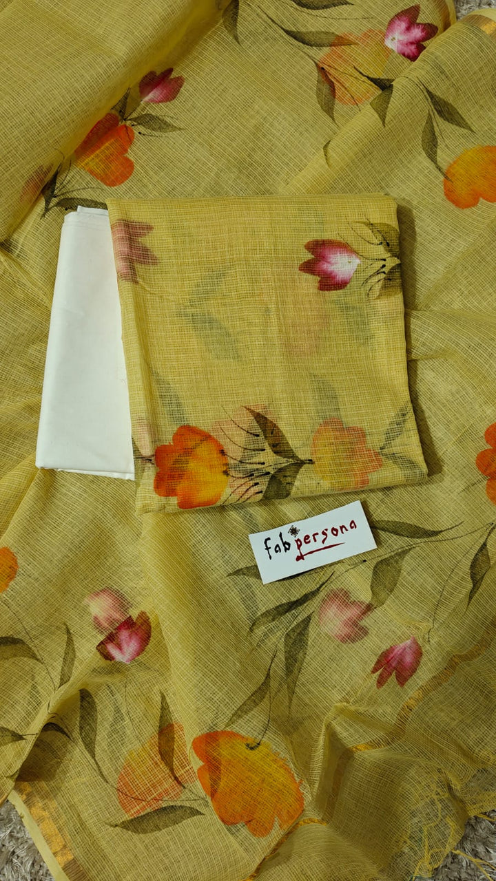 Kota Doriya Hand Painted Unstitched Suit