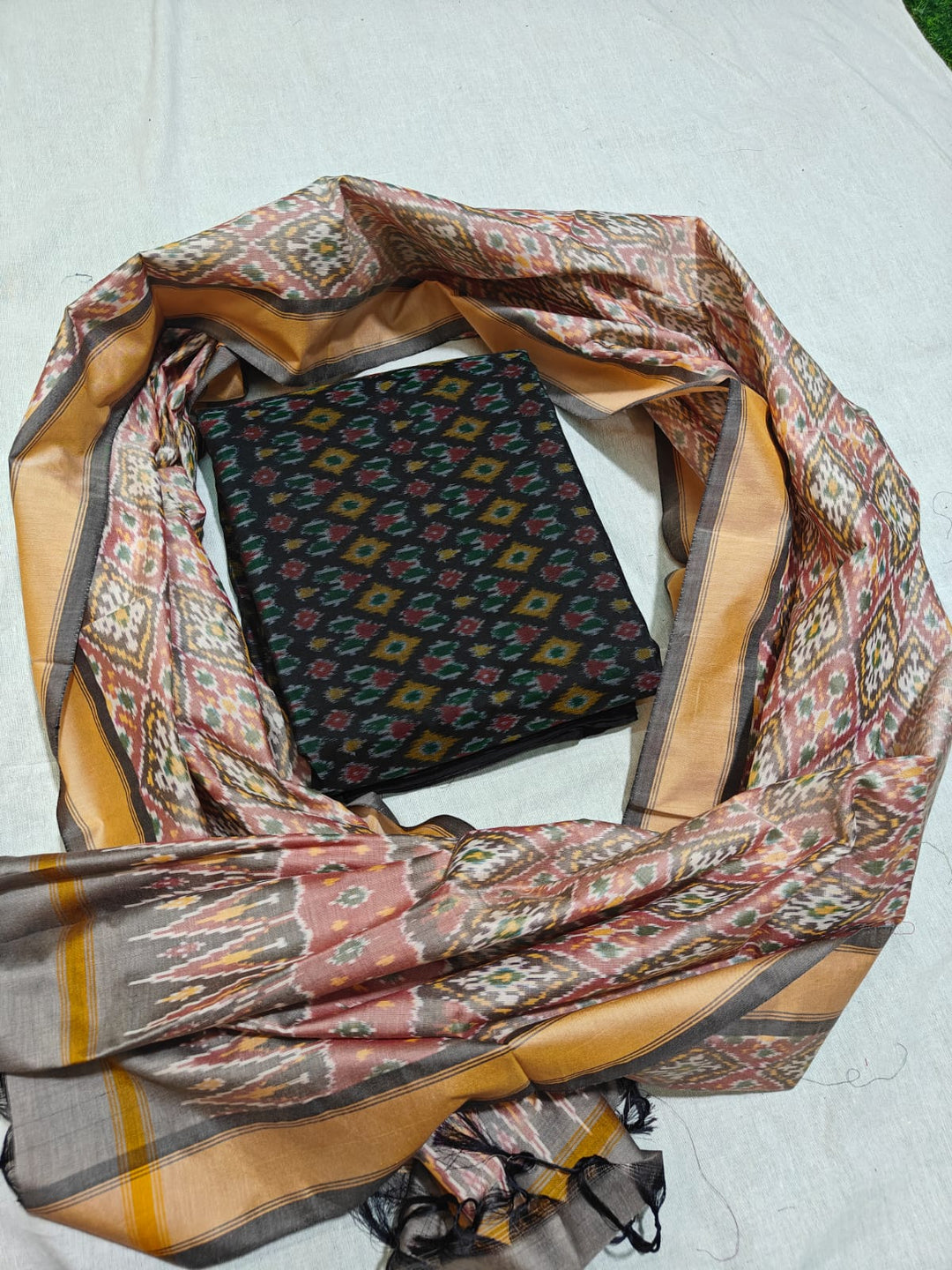 Pure Ikkat Sico Silk Unstitched Suit