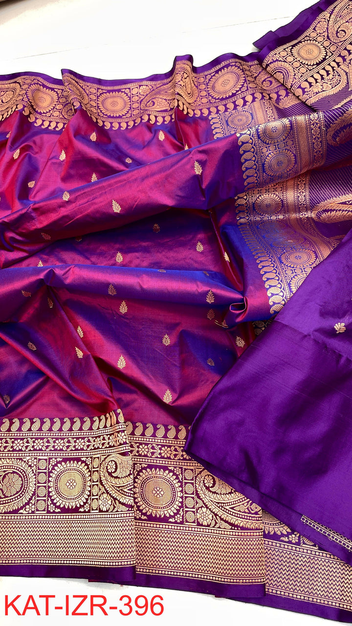 Pure Katan Silk Saree With Antique Zari Work Saree.