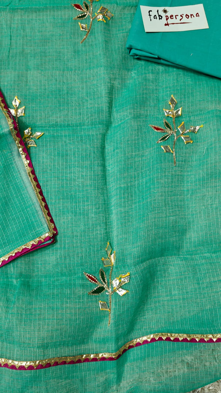 Kota Doriya  Hand Gotta Patti Work Unstitched Suit