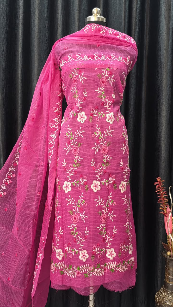 Kota Doriya Embroidery work 3-pc Unstitched Suit