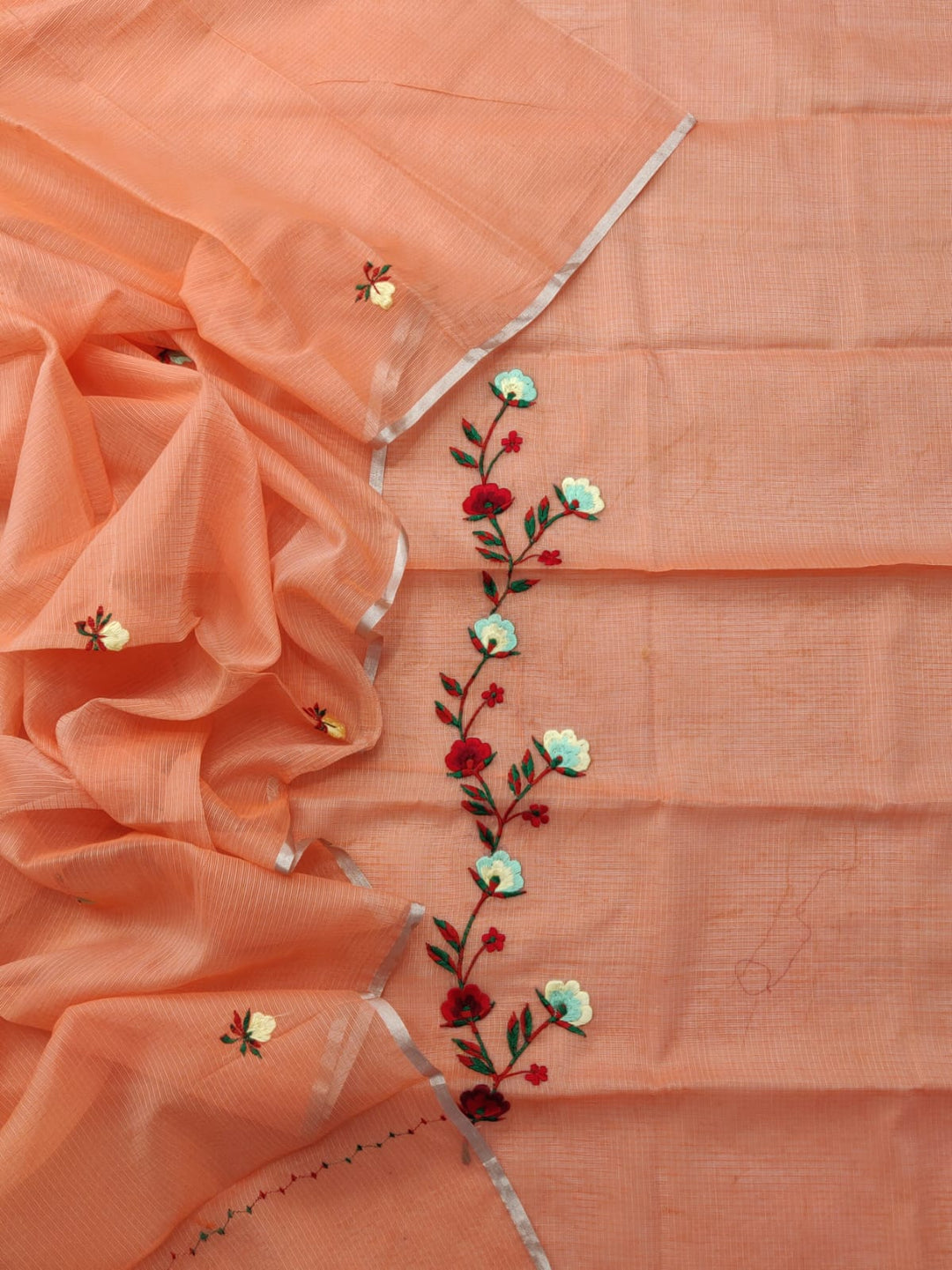 Kota Cotton Unstitched Suit With Embroidery Work