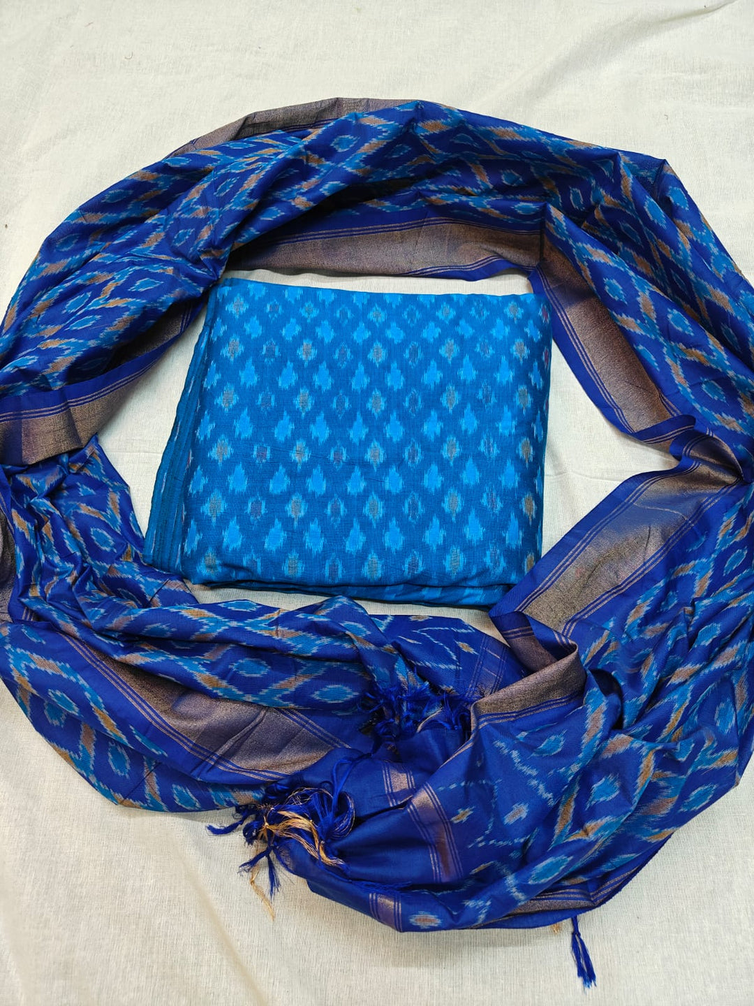 Pure Ikkat Sico Silk Unstitched Suit