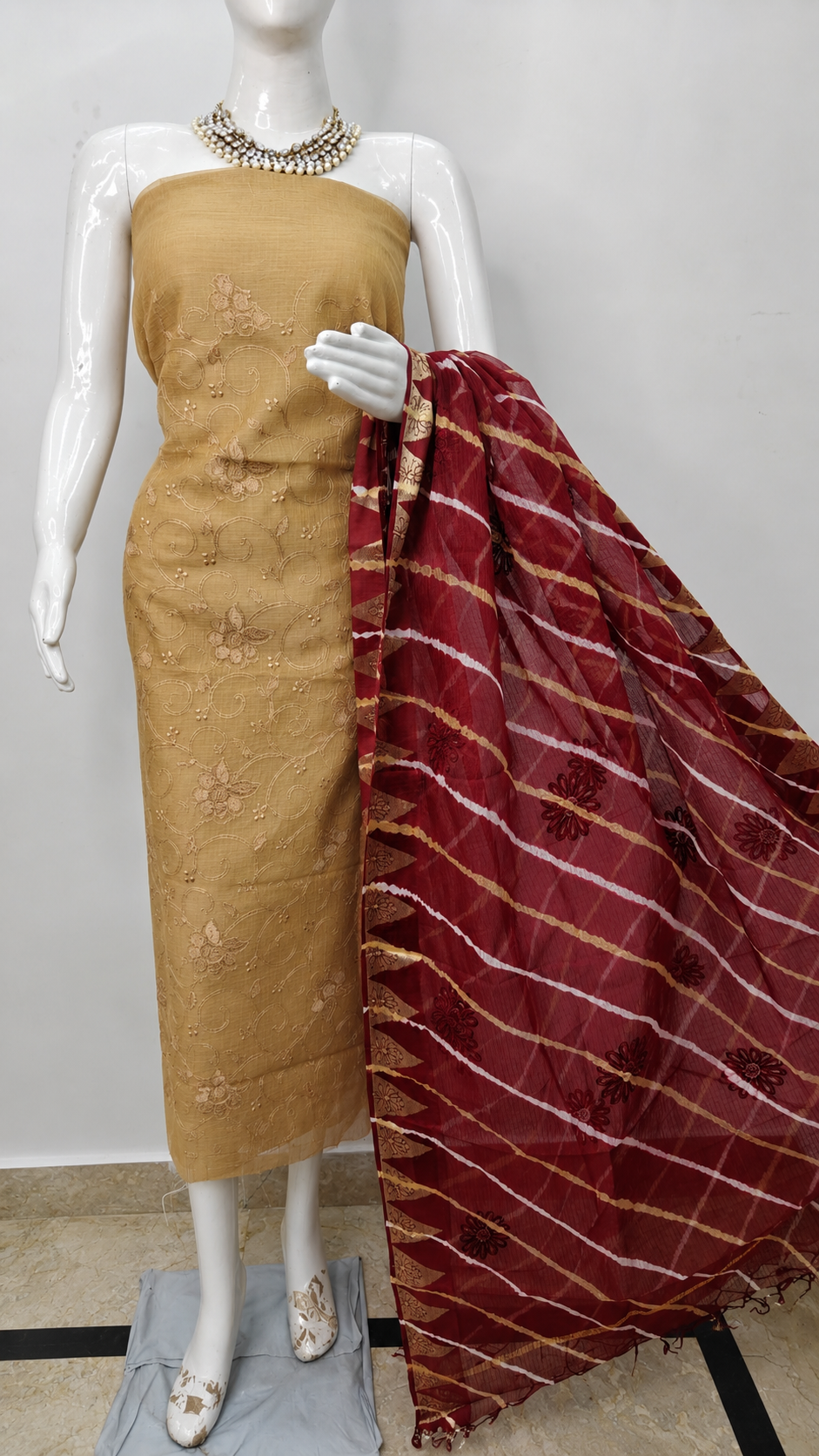 Kota Doriya Embroidery work 3-pc Unstitched Suit